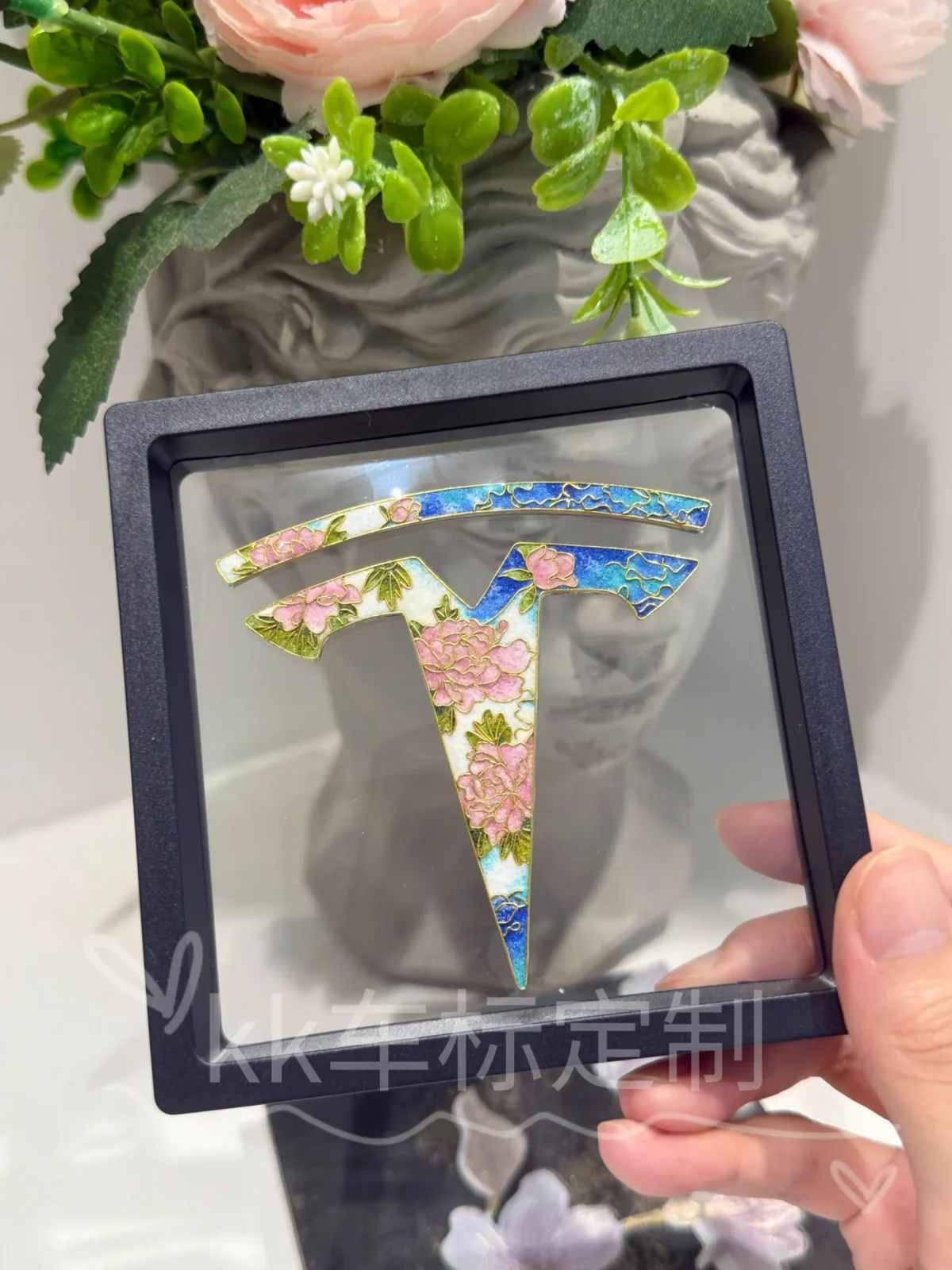 🌸[Handcrafted] Custom Tesla Peony Floral Emblem - Enamel Cloisonné Art ...