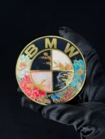 🌸 [Ready to Ship] BMW Peony Golden Leaf Art Emblem - Zinc Alloy Shield Series - Luxury Tuning Badge - Image 5
