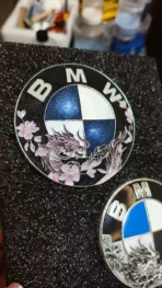 🐉 [Handcrafted] Custom BMW Sakura & Light Purple Dragon Emblem - Enamel Cloisonné Art Badge - Fully Customizable DIY (1-Week Lead Time) - Image 2