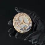 🍂 [Ready to Ship] Mercedes-Benz Gold Leaf & Blue Cloud Emblem - Artistic Trident Series - Premium Badge - Image 3