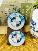 💠 [Ready to Ship] BMW Blue Peony & Marble Texture Art Emblem - Zinc Alloy Series - Premium Badge - Image 2