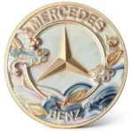 🍂 [Ready to Ship] Mercedes-Benz Gold Leaf & Blue Cloud Emblem - Artistic Trident Series - Premium Badge