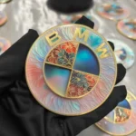 🌺 [Ready to Ship] BMW Red Peony & Colorful Marble Texture Art Emblem - Zinc Alloy Series - Premium Badge