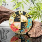 🌸 [Ready to Ship] BMW Peony Golden Leaf Art Emblem - Zinc Alloy Shield Series - Luxury Tuning Badge