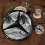 ⛰️[Handcrafted] Custom Mercedes-Benz Shanshui Ink Wash Emblem - Enamel Cloisonné Art Badge - Fully Customizable DIY (1-Week Lead Time)